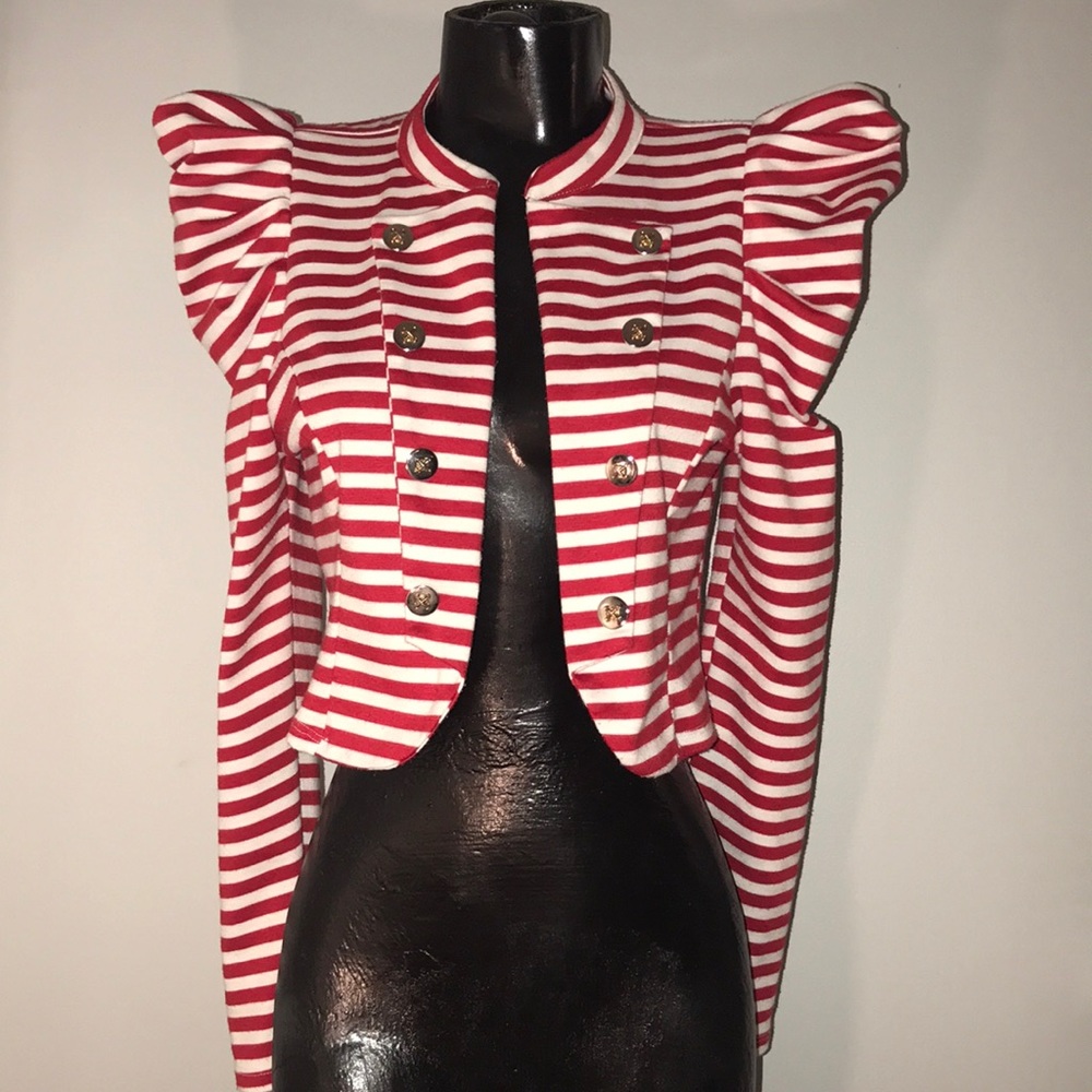Striped Blazer Red & White